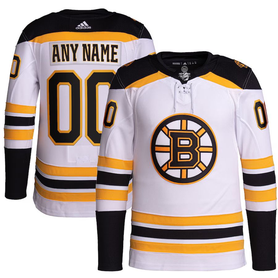 Men Boston Bruins adidas White Away Primegreen Authentic Pro Custom NHL Jersey